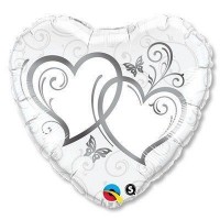 Фольгована кулька "Серця переплетені." срібло 18" арт. 1202-1921