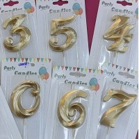 Свеча-цифра Грация золотая 7 см, 1 шт. арт 1502-2841