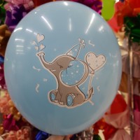 Шар латексный 14" - 35 см с принтом "Слоненок на голубом" арт. 3038