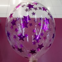 Шар латексный 14" - 35 см с конфетти (звездочки) арт. 3046