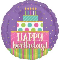 Фольгированный шар "Нappy birthday Яркий тортик" 18" арт. 3202-0056