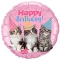 Фольгированный шар "Нappy birthday домашние животные, котята" 18" арт. 3202-0283