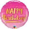 Фольгированный шар "Нappy birthday розовый круг" 18" арт. 3202-0350