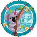 Фольгированный шар "Нappy birthday Коала на ветке" 18" арт. 3202-2835