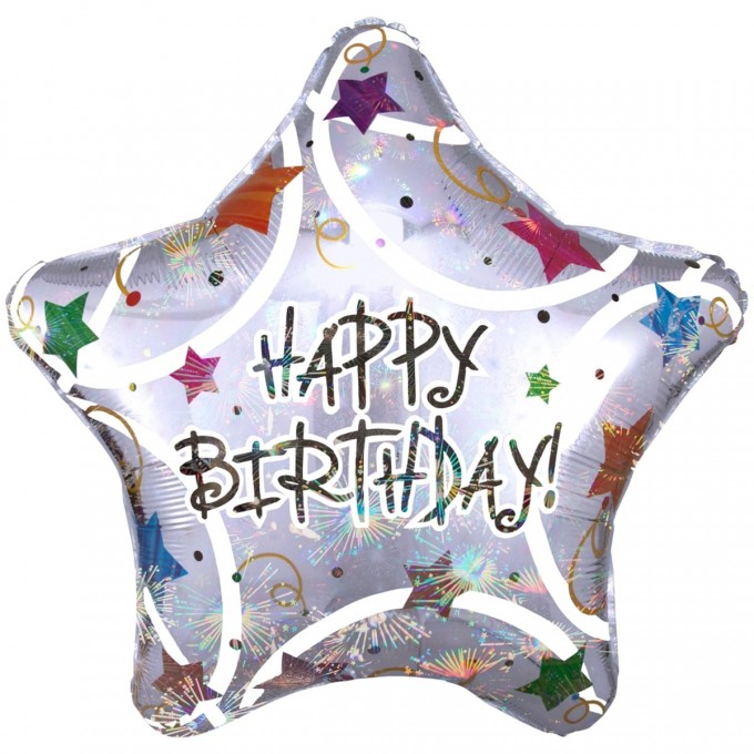 Фольгированный гелиевый шар «Звезда Нappy birthday» арт. 1203-0247