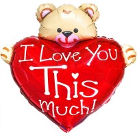 Фольгированная фигура «Сердце с мишкой» арт.1207-1502