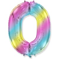 Фольгированный шар цифра 40"-90см. Градиент радуга арт. 3207-2781