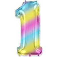 Фольгированный шар цифра 40"-90см. градиент радуга арт. 3207-2782