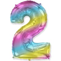 Фольгированный шар цифра 40"-90см. градиент радуга арт. 3207-2783