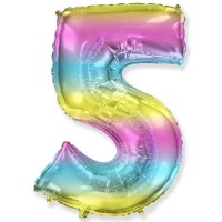 Фольгированный шар цифра 40"-90см. градиент радуга арт. 3207-2786
