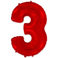 Фольгированный шар цифра 40"-90см. металлик красная арт. 3807-3004