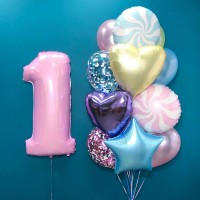 Гелиевые шары, композиция для девушки  "Анемона" арт.0259