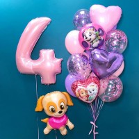 Гелиевые шары, композиция для девочки "Патруль" арт.0261