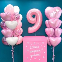 Гелиевые шары, композиция для девушки  "Розовый лотос"  арт. 0272