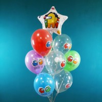 Гелиевые шары, композиция "Космонавты Among Us" арт. 0156