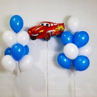 Гелиевые шары, композиция «Букет шаров с Тачкой» арт. 014