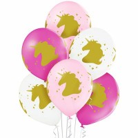 Шар латексный 35 см.-14" с принтом «Единорог» арт.1103-1676