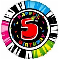 Фольгированный гелиевый шар «Круг с цифрой 5»  18" арт.1202-1785