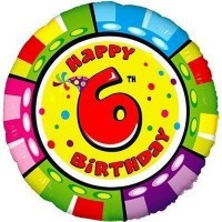 Фольгированный гелиевый шар «Круг с цифрой 6» 18"  арт. 1202-1786