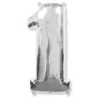 Фольгированный гелиевый шар - цифра ,  серебро 40"-90 см. артикул 1207-3269