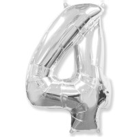 Фольгированный гелиевый шар - цифра ,  серебро 40"-90 см. артикул 1207-3272