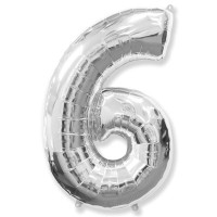 Фольгированный гелиевый шар - цифра ,  серебро 40"-90 см. артикул 1207-3274