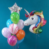 Гелиевые шары, композиция "Агаты и единорожка" арт. 050