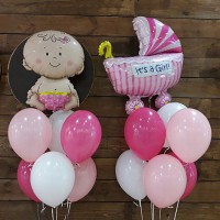 Гелиевые шары, композиция на выписку "Встречаем девочку!" арт. 064