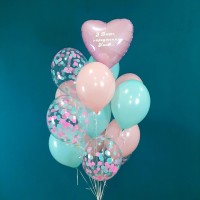 Гелиевые шары, композиция "C Днем рождения" цвет тиффани арт. 003
