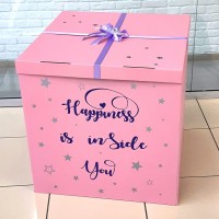 Коробка-сюрприз для воздушных шаров с индивидуальной надписью розовая. арт. 0248 Коробка-сюрприз для воздушных шаров с индивидуальной надписью розовая. арт. 0248