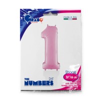 Фольгированный шар цифра розовая пастель 26" арт. 3207-2308